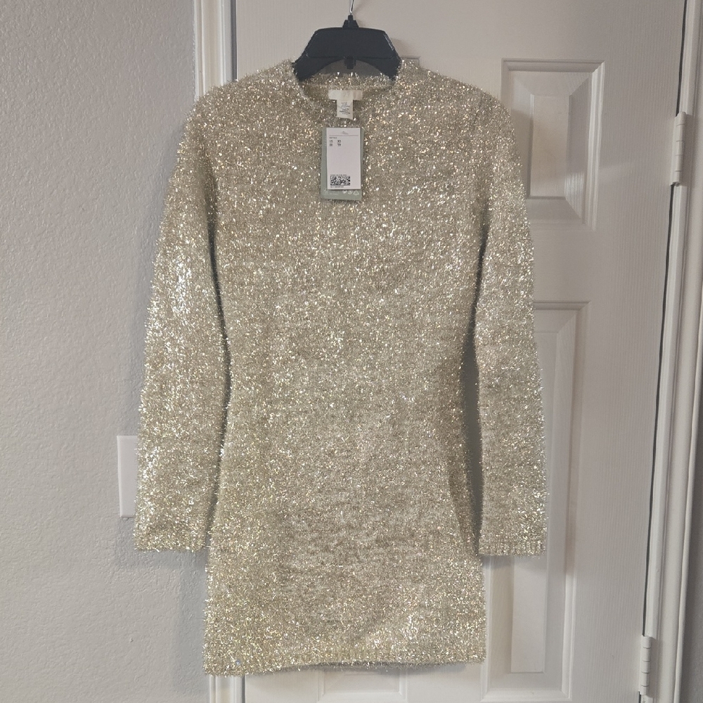 H&M Metallic Gold Textured Top